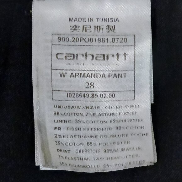 Carhartt WIP Armanda Pant Relaxed Straight Leg Black Size 28 - Picture 10 of 10
